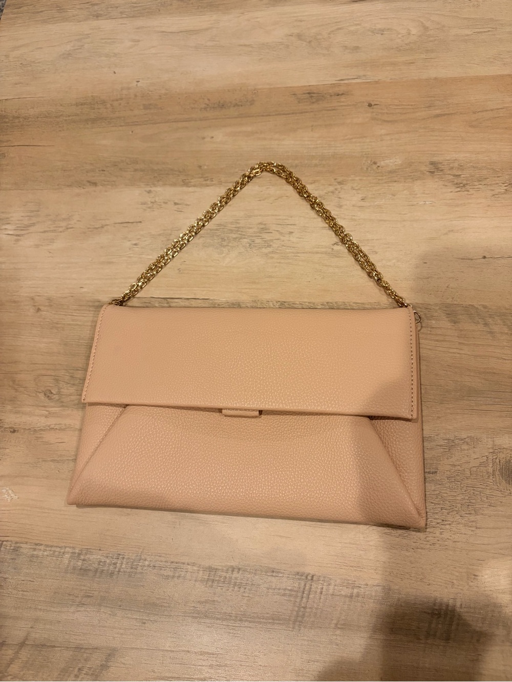 Urban Expressions tan/beige clutch with gold chain